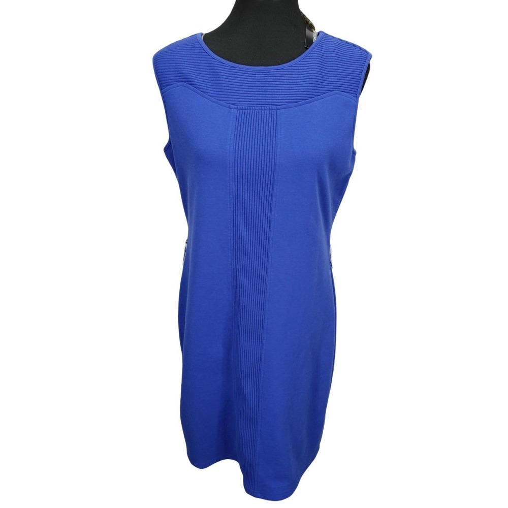 Spense Royal Blue Ribbed Yoke Sleeveless Sheath Dress Size 10 63059